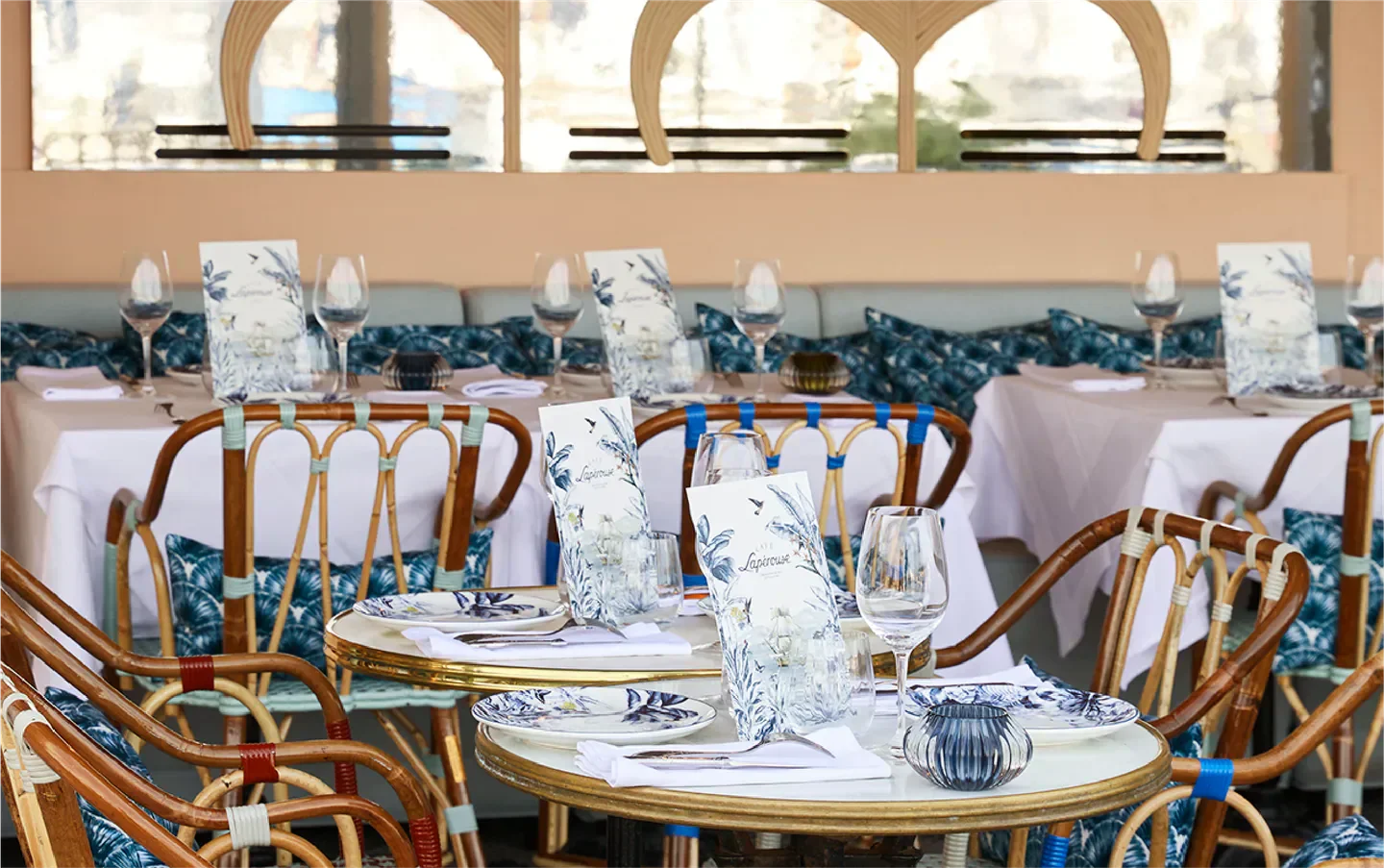 Charming dining setting at Café Lapérouse in Saint-Tropez, featuring elegant decor and style.